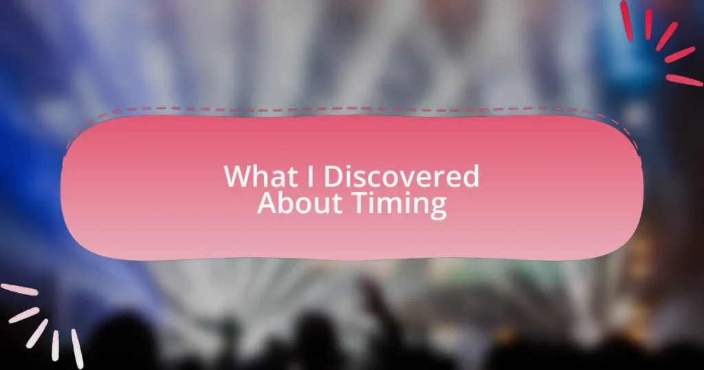What I Discovered About Timing